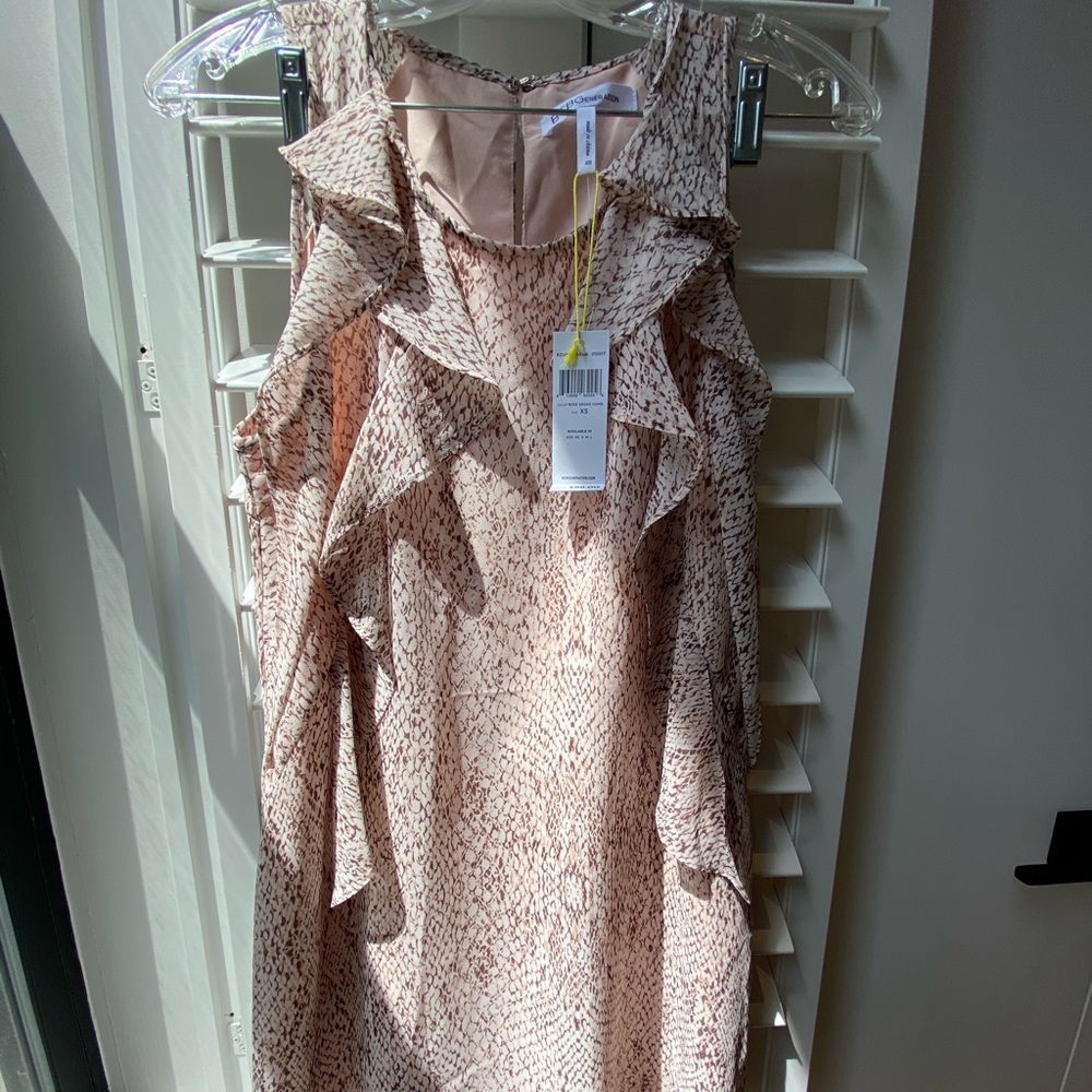 BCBGeneration Tank Ruffle Dress in Rose Smoke